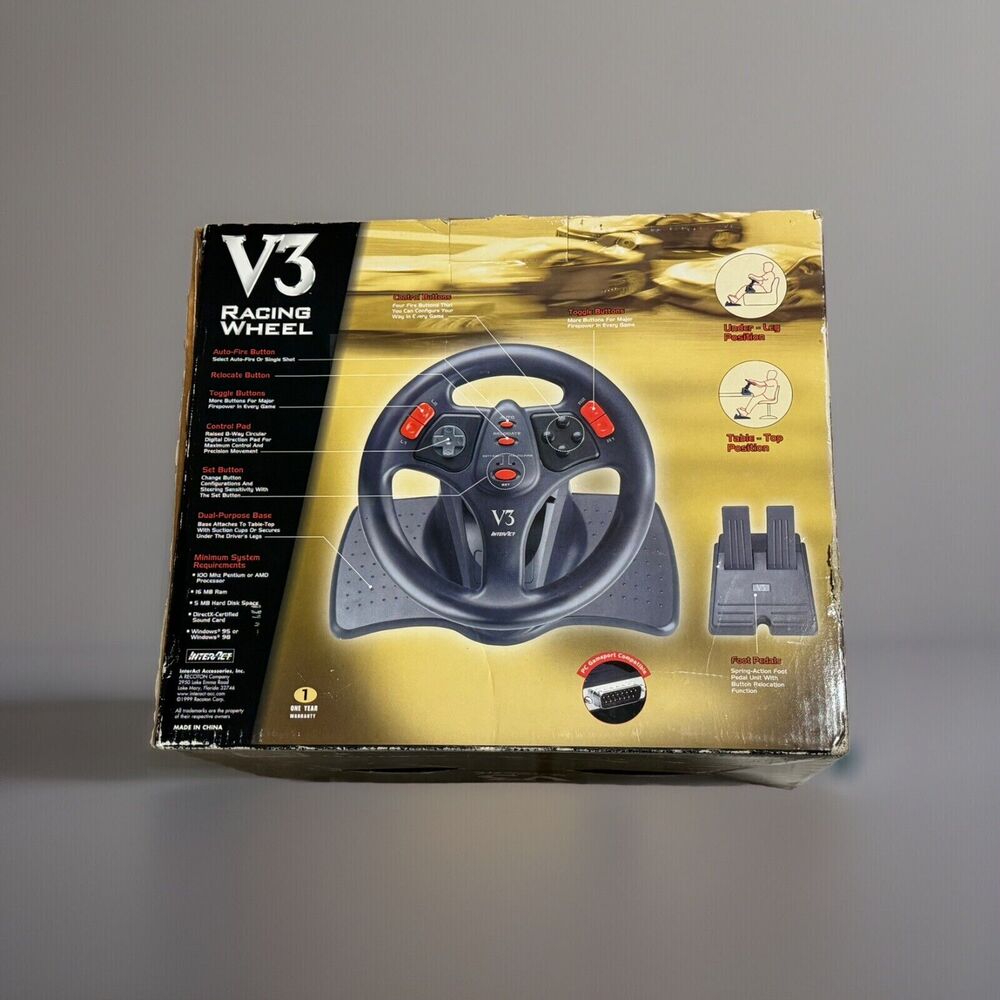 🔥Vintage Interact V3 Racing Wheel for PC - Wheel and Pedals🔥